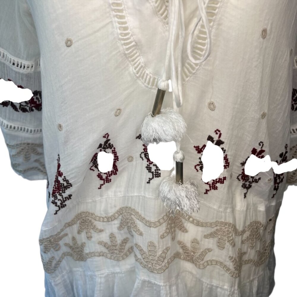 FREE PEOPLE | Pre-Loved Boho Embroidered Cream Tunic Top – Size M - GWP - Picture 7 of 9